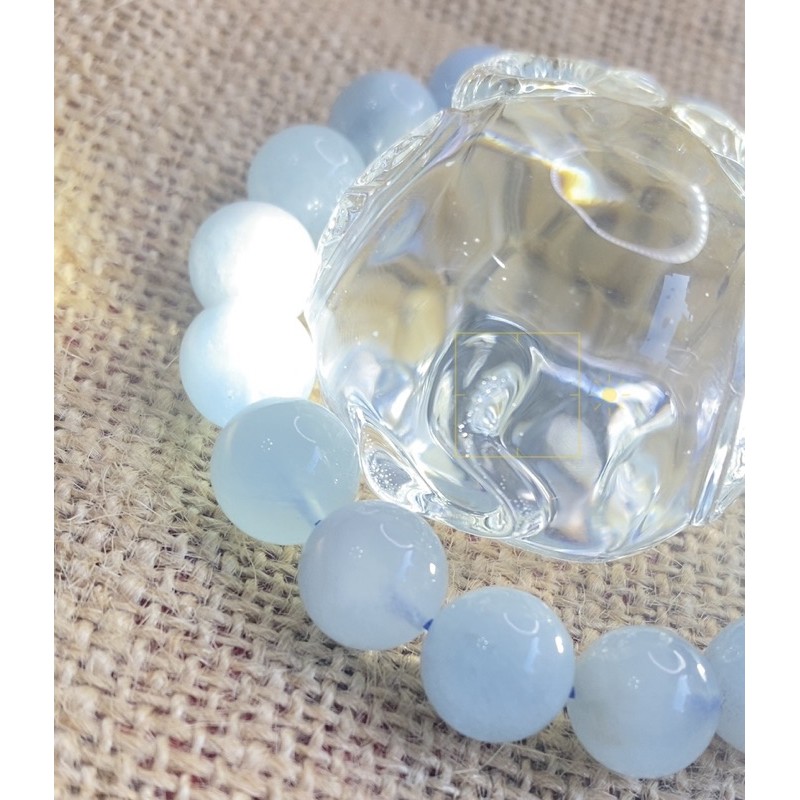藍色水晶靈～珍藏天然海水藍寶水晶手鍊(1）