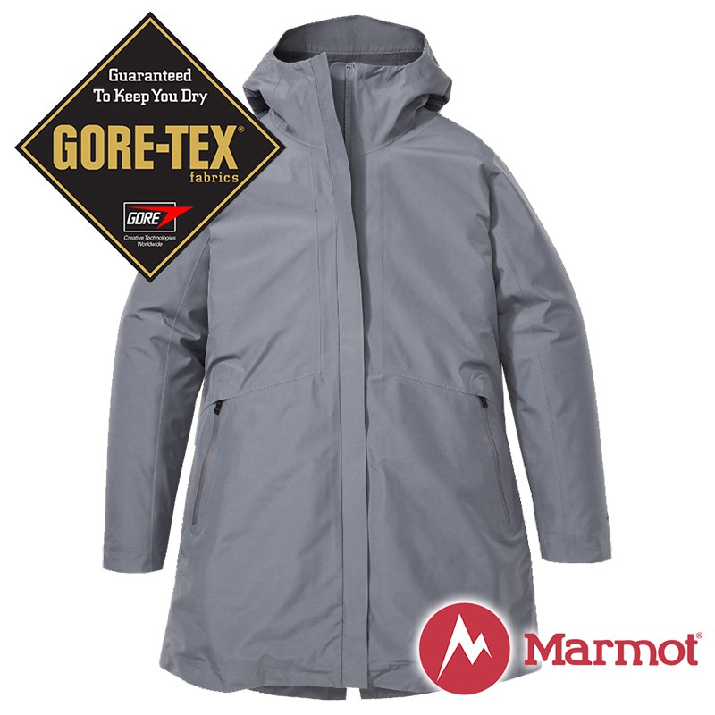 【Marmot】女 兩件式GT羽絨保暖連帽外套『大理石灰』12430-1515