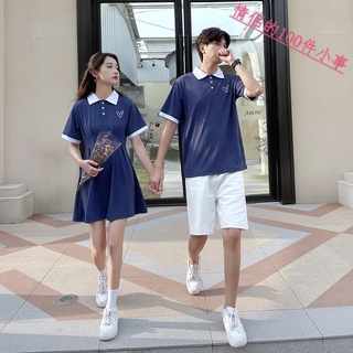 【COUPLE】🔺🔺法式很仙的情侶裝短袖T恤新款夏季潮流一裙一衣套裝2022年