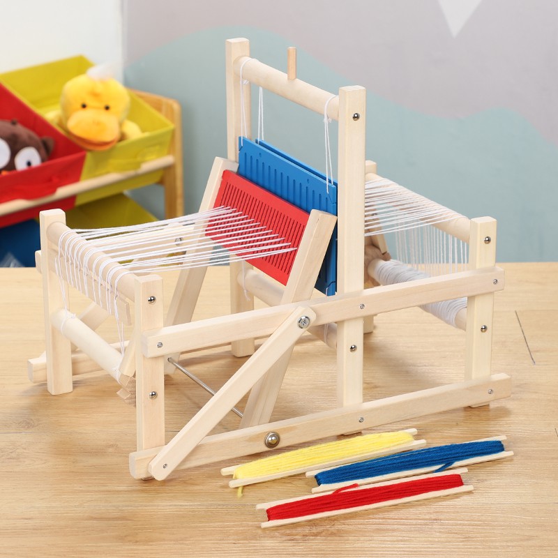 嬰兒兒童玩具✎兒童DIY織布機編織機玩具木制兒童手工玩具制作圍巾紡車編織女孩11