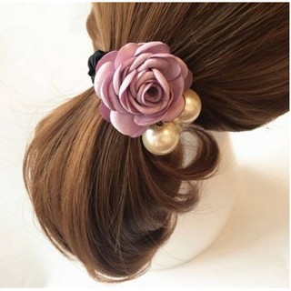 雅緻晶飾-韓版時尚精品大珍珠玫瑰花朵髮束(粉色下標區)