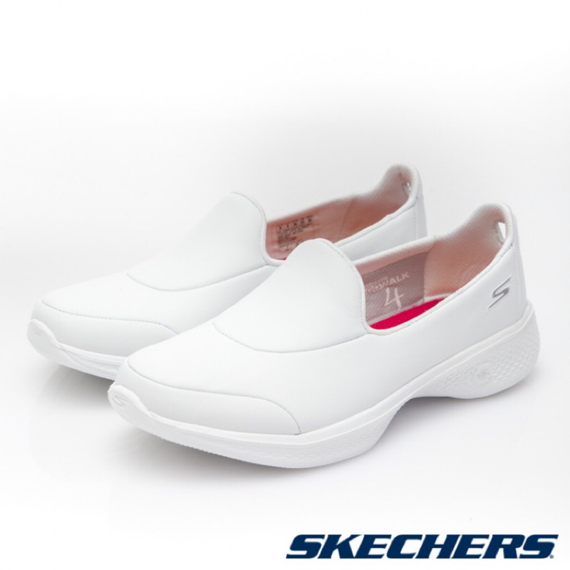 全新 全白色 購於百貨專櫃 附鞋盒 SKECHERS  Go Walk4 全真皮牛皮  現貨8號