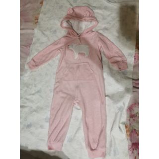 二手 女寶 carters 粉紅色 連帽 白熊 連身衣