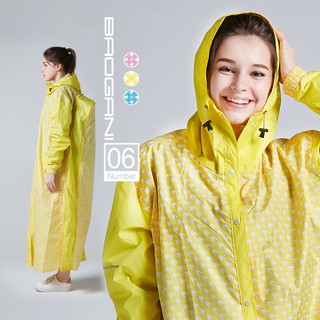 寶嘉尼 BAOGANI B06 千鳥格背包客多功能前開拉鍊雨衣 黃色 一件式雨衣 背包款雨衣 加大雨衣