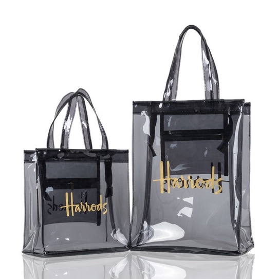 Harrods PVC手提袋 透明款 英倫名品 哈洛德 藝文復古尚印花 手提袋 PVC 高品質時尚手提袋
