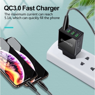 3C 5.1A 四口USB 充電 快速充電頭 充電器 旅充 快充 快充頭 QC3.0