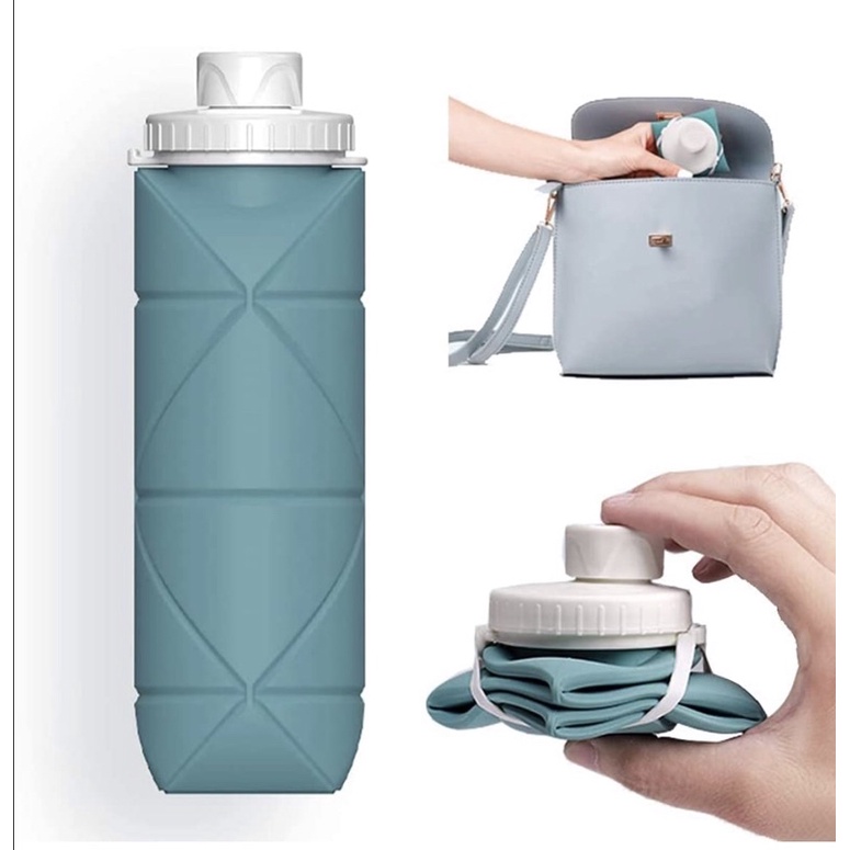 【費城洛基】現貨🔥可折疊水瓶 （約600ml) 防漏 不含雙酚 A 矽膠可折疊旅行水瓶  美國直送🇺🇸