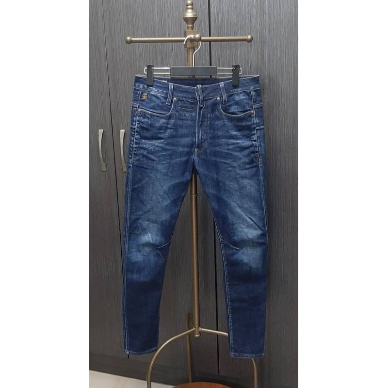 （客訂勿下標）荷蘭品牌全新正品G-STAR RAW 3D TAPERED JEANS 男深藍水洗上寬下窄高彈性修身牛仔褲