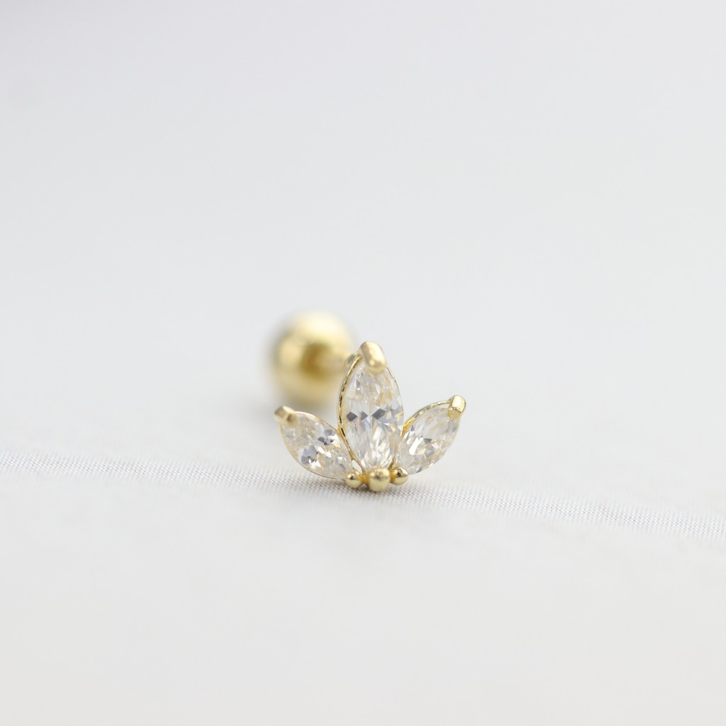 14K Shamrock Piercing  三葉草鎖珠耳環 (單個)