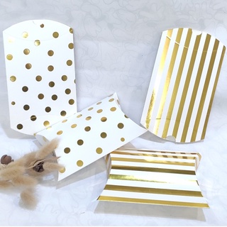 ZONA P168 燙金 線條禮盒 圓點包裝盒 枕頭款式 禮物包裝 禮品包裝 現貨 紙盒