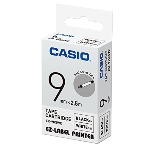 【CASIO】標籤機專用特殊色帶-9mm熱縮套管專用白底黑字(XR-9HSWE)
