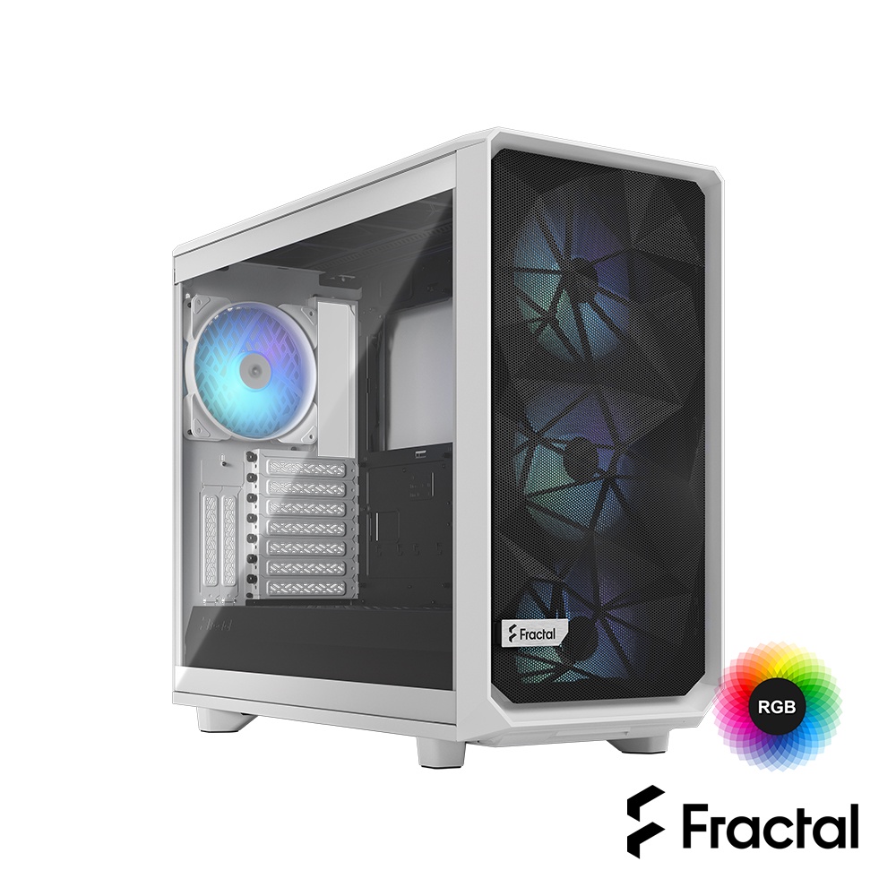 Fractal Design Meshify 2 RGB E-ATX 玻璃 透側 CPU高18.5 機殼 白色 旗艦館