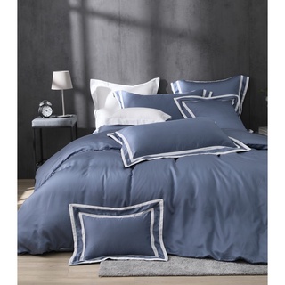 思宅私宅-80支天絲-400織萊賽爾 百貨專櫃寢具床包組 枕頭套床包被套 兩用被可拆售合購-沉靜藍