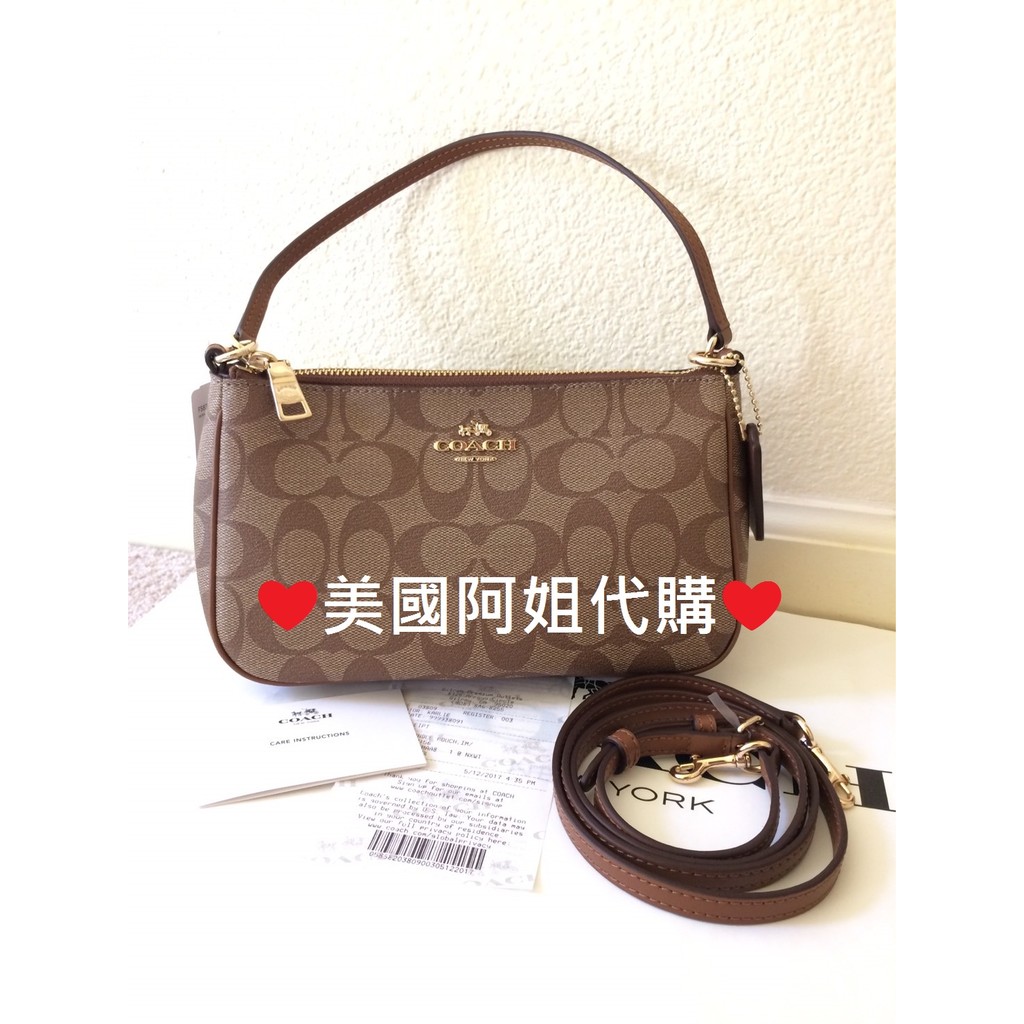 ❤美國阿姐代購❤COACH 58321 c logo 皮革手拿包/斜背包 焦糖色 現貨在台