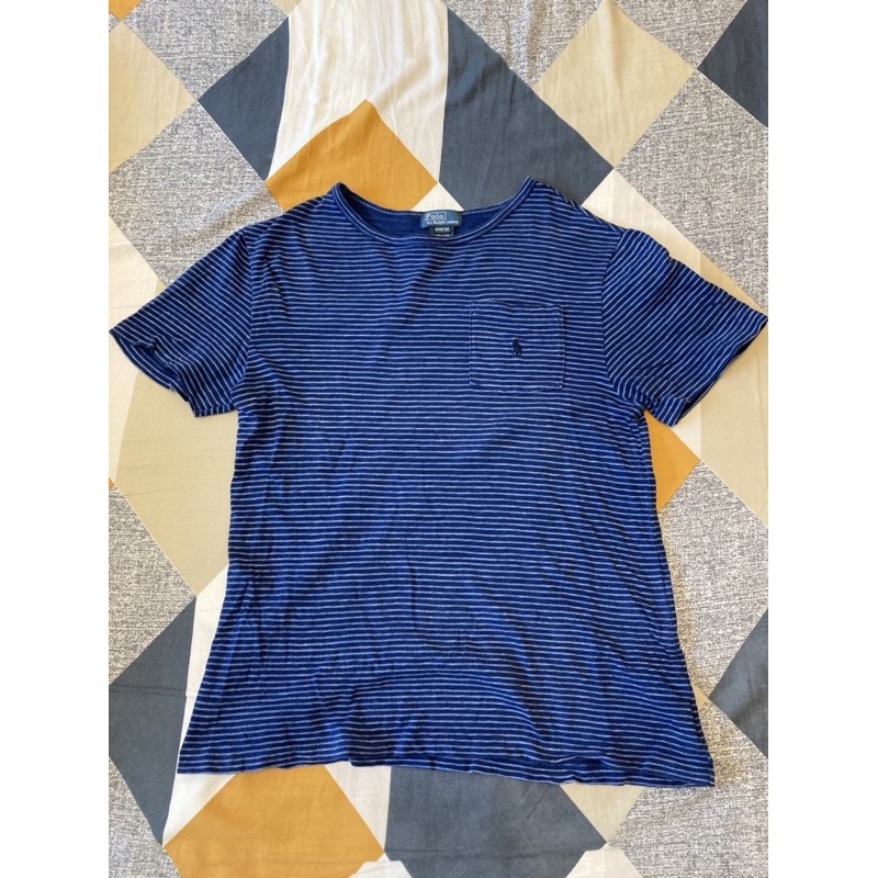 Ralph Lauren polo 青年版 藍色條紋口袋T恤 短T