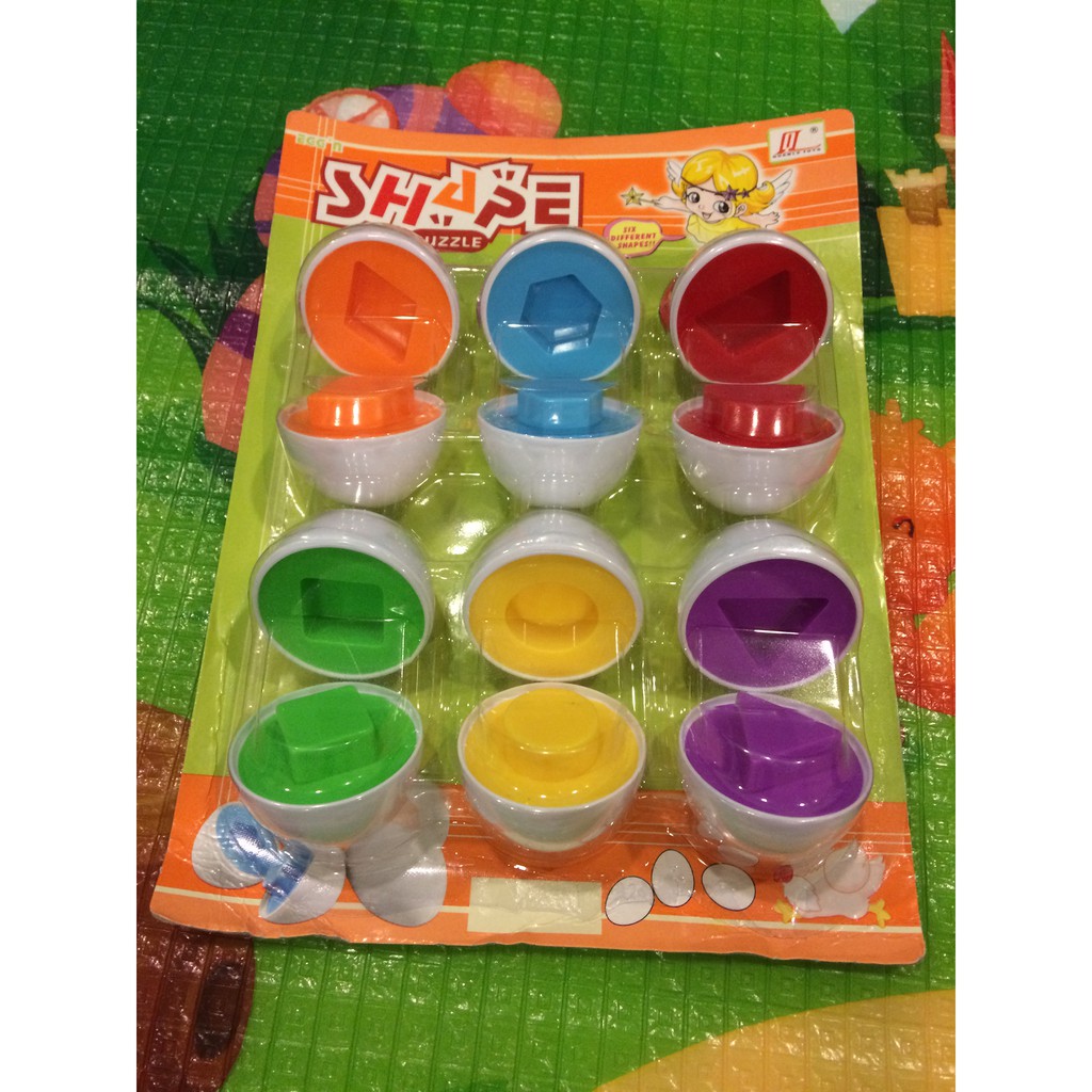 二手 寶寶益智玩具 認知 顏色 形狀 配對 聰明蛋 6入