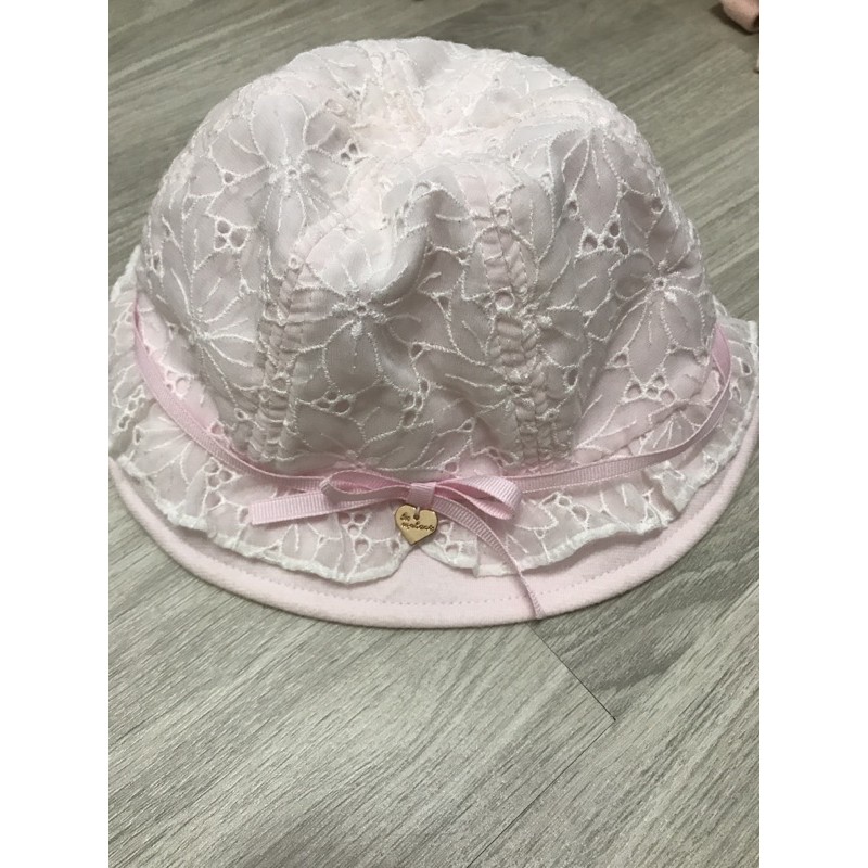 麗嬰房 粉紅 女嬰遮陽帽