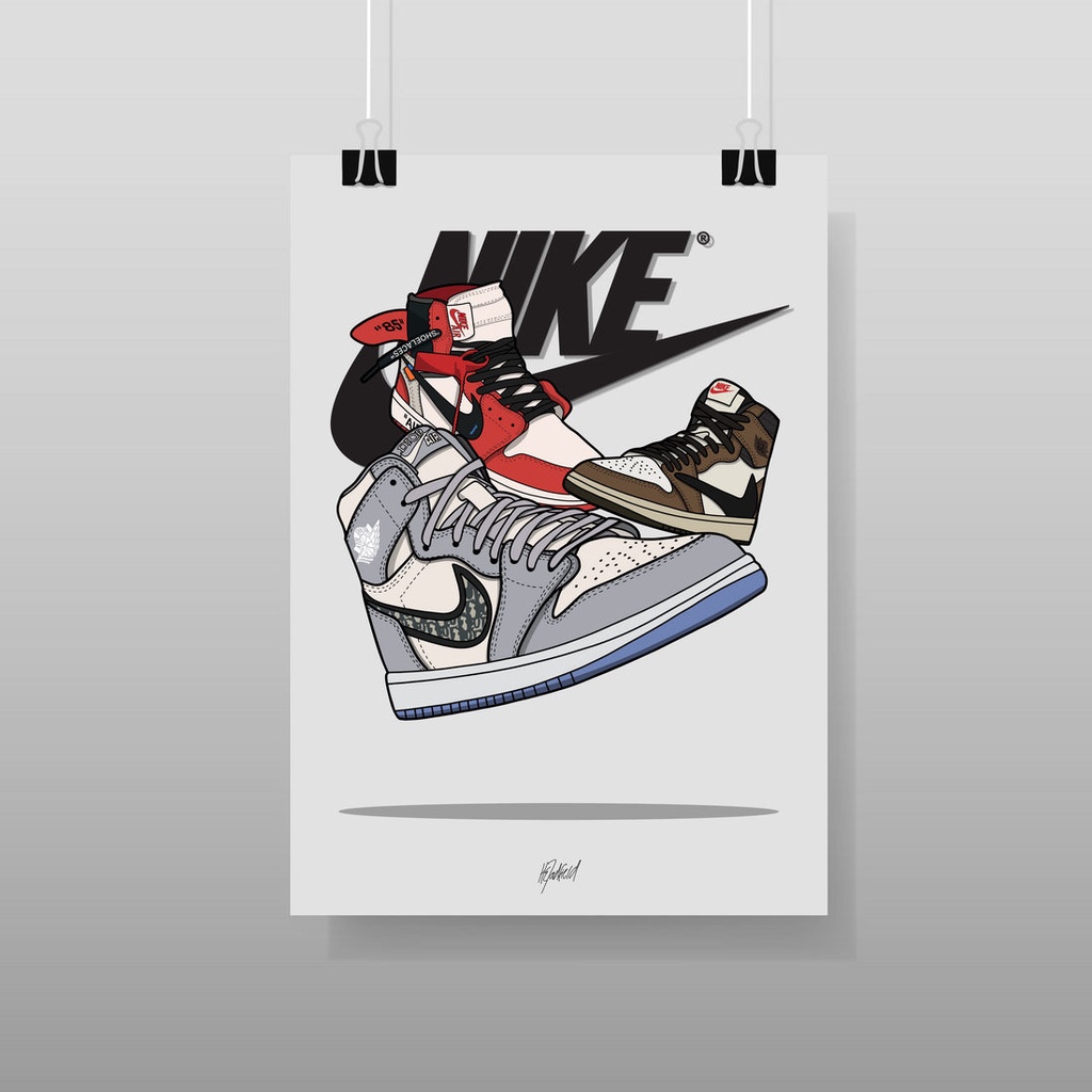 【C&amp;C】Jordan 1 Triple Print 裝飾掛畫 室內裝潢佈置｜球鞋壁畫 潮流藝術 插畫海報 裝飾畫