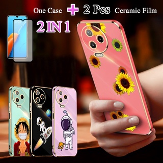 2 合 1 Infinix Note 12 Pro 4G X676B 手機殼矽膠 TPU 卡通手機殼帶陶瓷保護膜