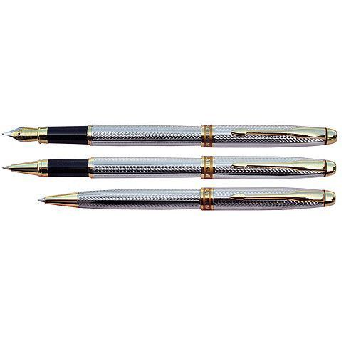 白金牌高級包銀刻紋鋼筆＋鋼珠筆+原子筆對筆(PAG-800+WAG-600+BAG-600)