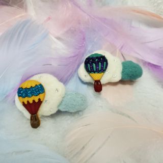 nabi蜜花園🌹【熱氣球／雲朵】羊毛氈兒童髮夾（共2色）