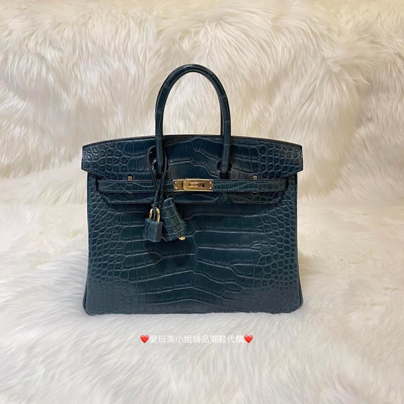 HERMES 愛馬仕 Birkin 25 6O 松柏綠 金釦 霧面鱷魚 🐊