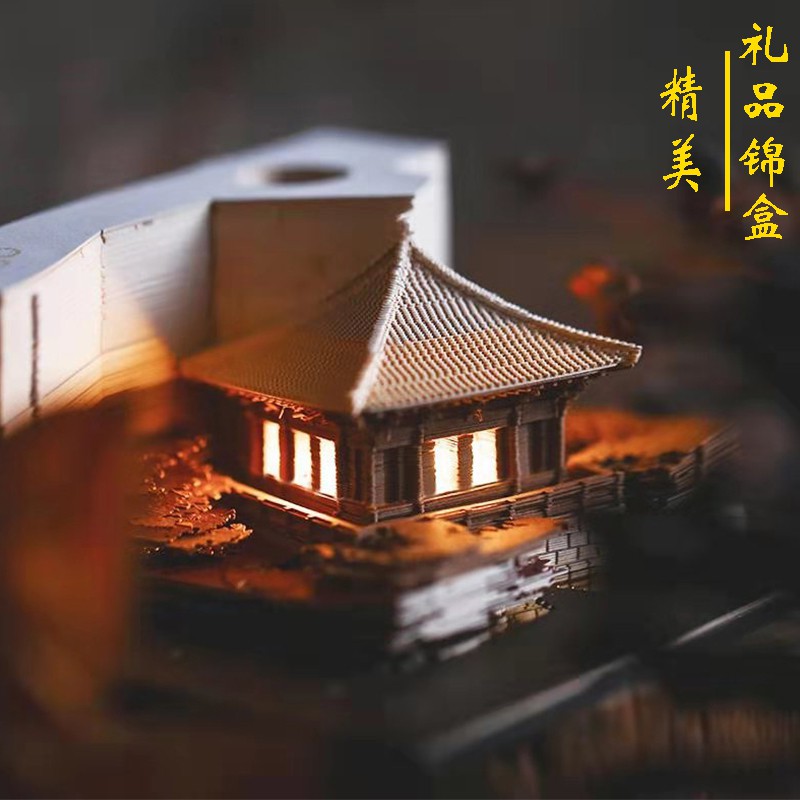 ♗☄❀網紅立體便簽紙清水寺日本3d藝術建筑模型創意紙雕便利貼生日禮物