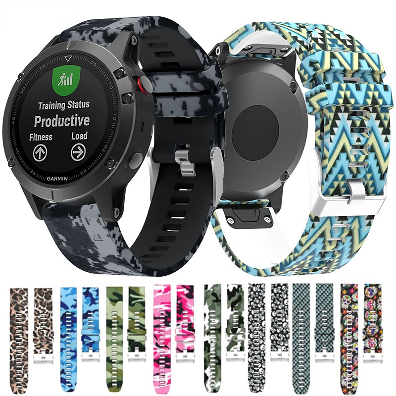 適用於佳明Garmin EPIX gen2迷彩印花矽膠錶帶instinct 2/Forerunner 945運動硅膠錶帶