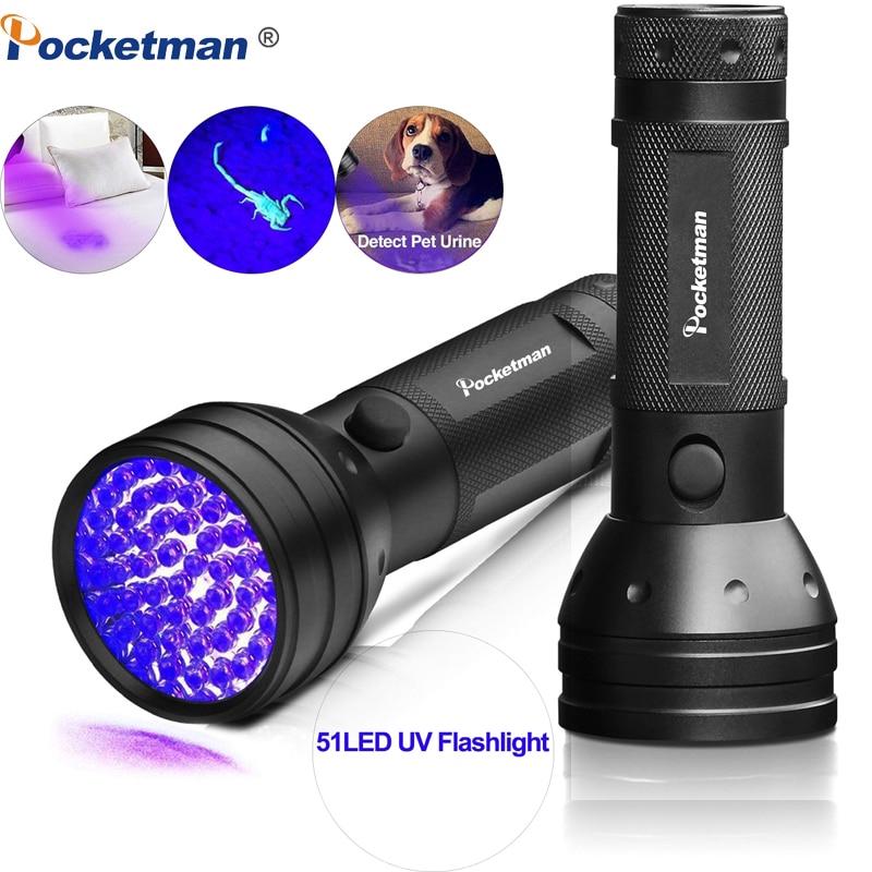 395 nm 51 LED紫外線UV手電筒手電筒黑光UV燈寵物尿液探測器用於狗/貓尿