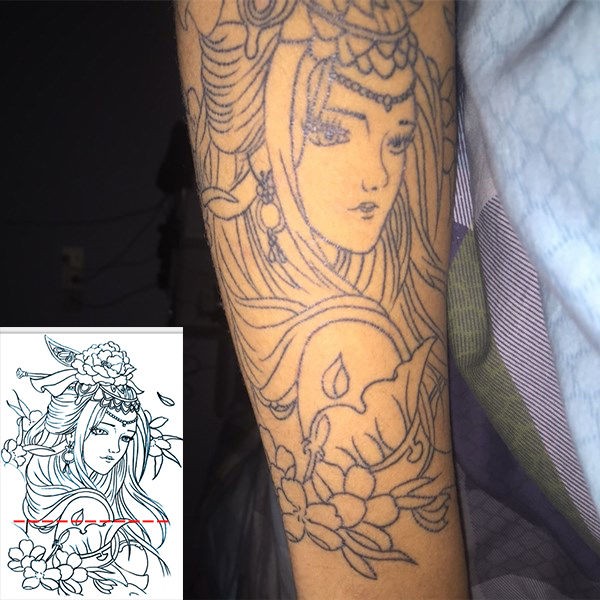防水貼私處 割線藝妓刺青色防水紋身貼男女款手臂花臂小腿持久仿真線條刺青貼 蝦皮購物