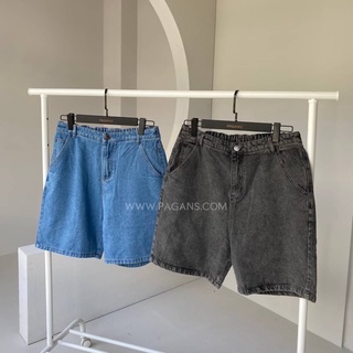 【PAGANS STORE】韓國 復古 水洗 仿舊 質感 牛仔褲 寬版 牛仔 寬鬆 短褲 牛仔短褲 (2 color)