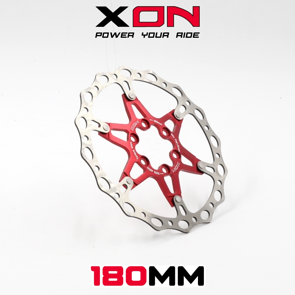 【瘋拜客】 XON  紅色 輕量 180mm 兩件式 浮動碟盤 410 不鏽鋼 + AL7075 鋁合金 123g