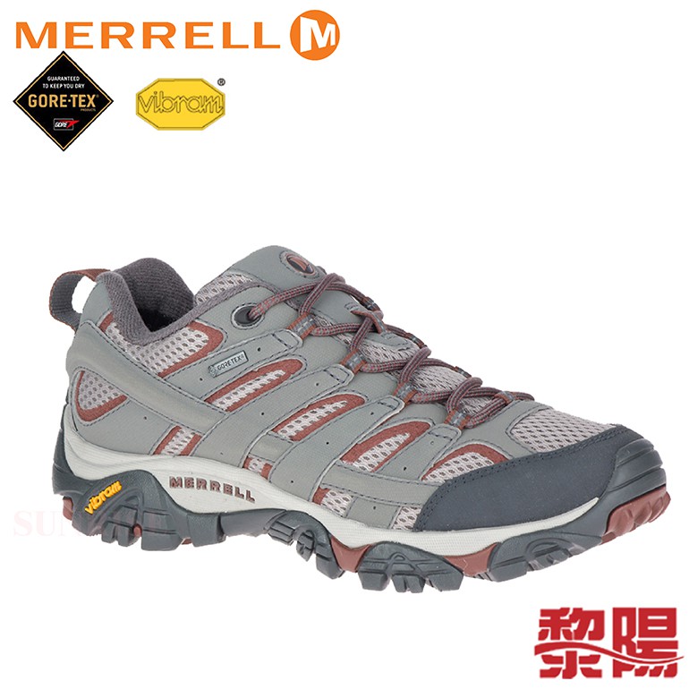 MERRELL 美國 MOAB 2 GTX 淺灰/暗紅 女款 防水多功能健行鞋 登山鞋/避震氣墊 33M99790