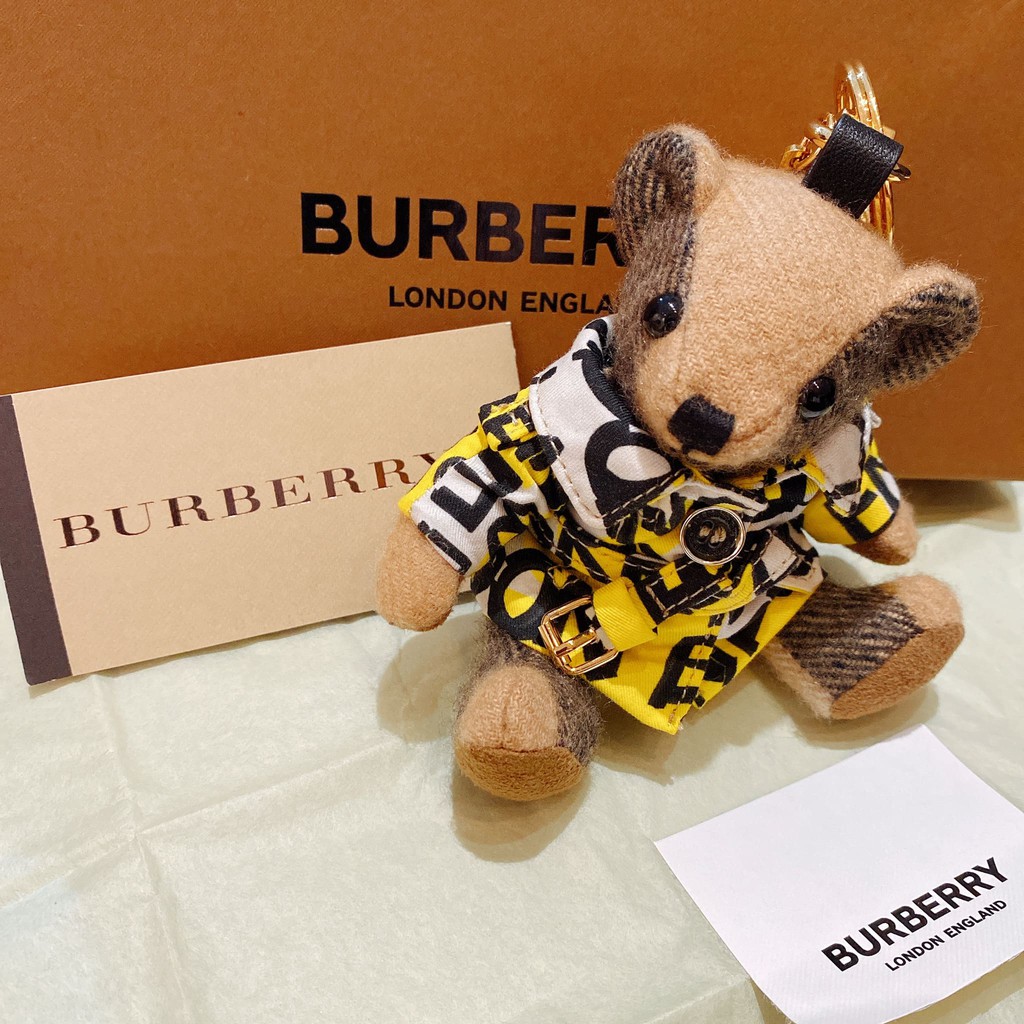 BURBERRY THOMAS 塗鴉印花風衣泰迪熊吊飾