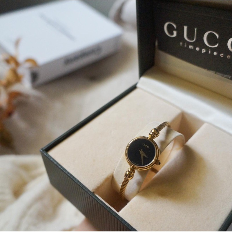 ［WYvintage] Gucci Vintage Watch 台灣現貨 黑金手鐲錶 日本中古正品