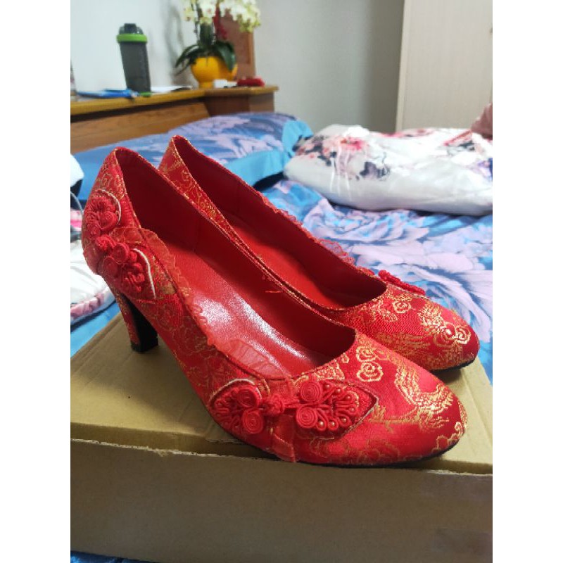 紅色 繡花鞋 中式婚鞋 龍鳳鞋 秀禾鞋