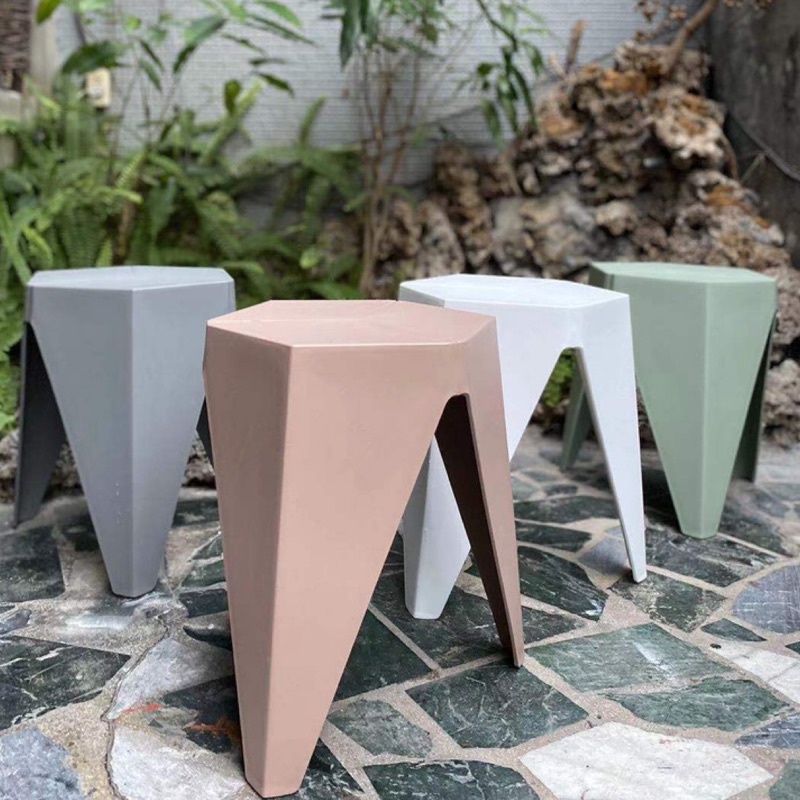 ［現貨］北歐風簡約六角形塑膠椅凳 馬卡龍色系 可堆疊收納 戶外室內皆可用 防水材質