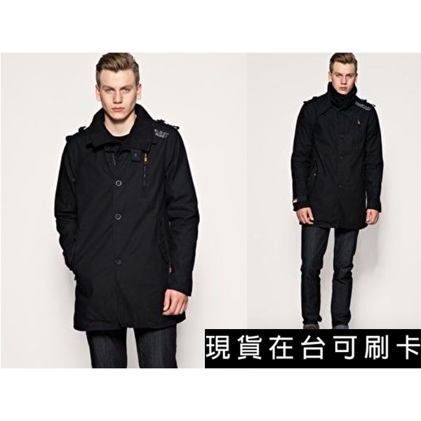 Superdry 極度乾燥 短大衣 黑色 雙排扣 現貨可刷卡 風衣外套