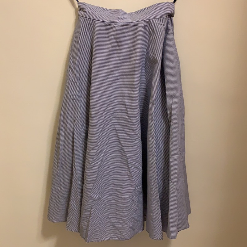 二手·UNIQLO·藍&amp;白橫條紋長裙