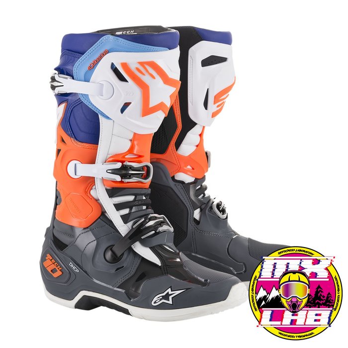 𝕸滑胎實驗室𝖃 Alpinestars® Tech 10 灰/橘/藍/白 頂級 車靴 越野靴 防摔 越野 滑胎 林道