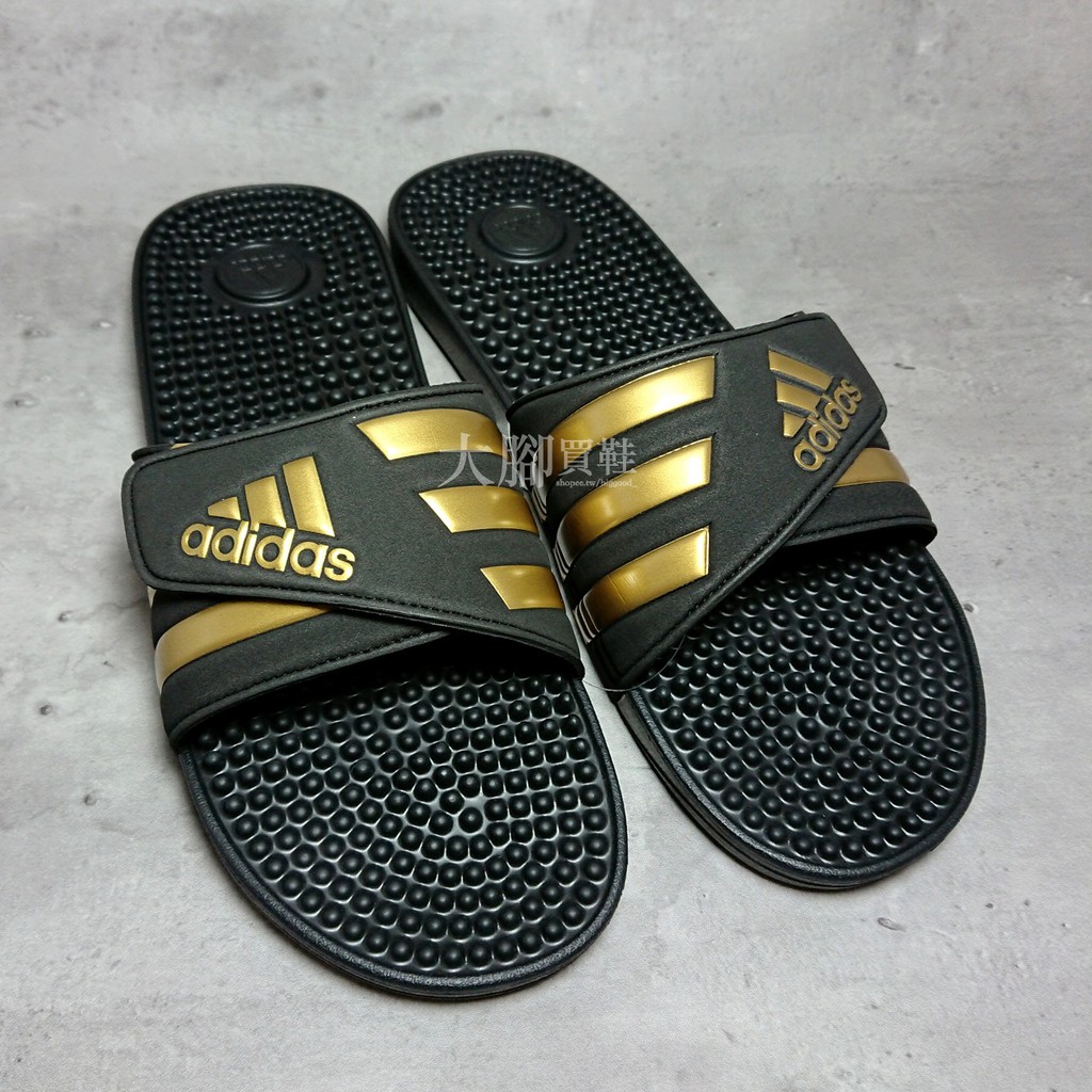 [現貨US13/US14] Adidas Adissage Slides 黑/金 魔鬼氈 運動拖鞋 戶外拖鞋 大尺碼拖鞋