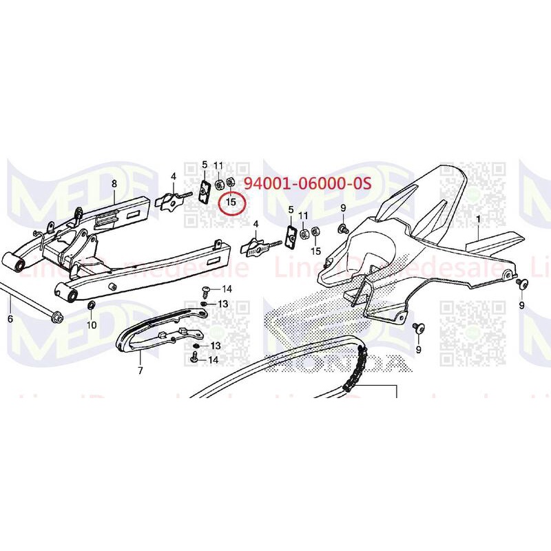 ~MEDE~ HONDA MSX SF ABS 原廠料 螺母 後搖臂螺母 鍊條調整後螺帽 94001-06000-0S