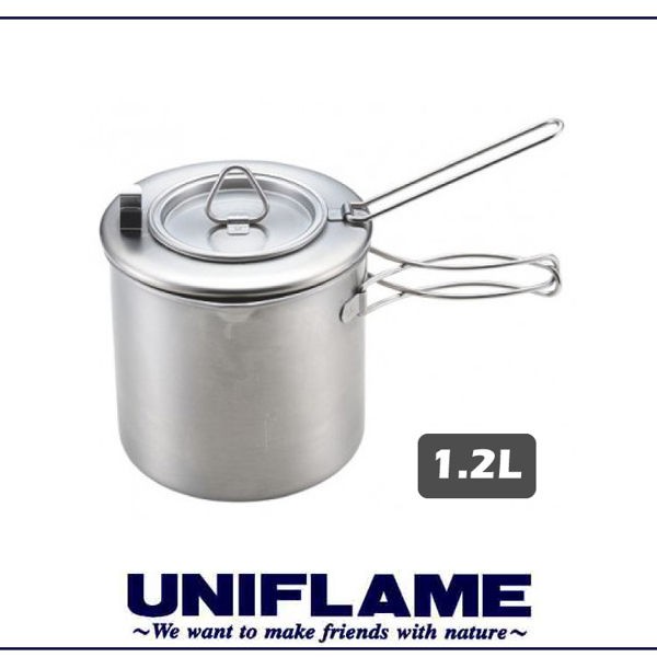 【UNIFLAME 日本 不鏽鋼咖啡壺 1.2L】660294/折疊式濾茶壺/多功能咖啡壺/個人鍋/單柄鍋/悠遊山水