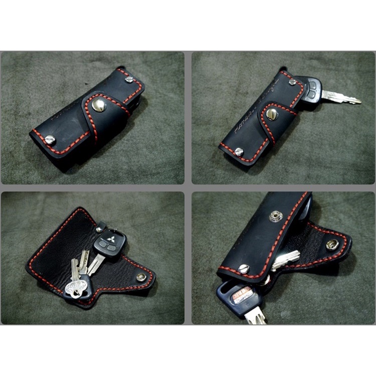 KH手工皮革工作室 牛皮雙鑰匙包 汽車鑰匙搖控器鑰匙雙釦鑰匙包 YAMAHA harley Honda  重機鑰匙