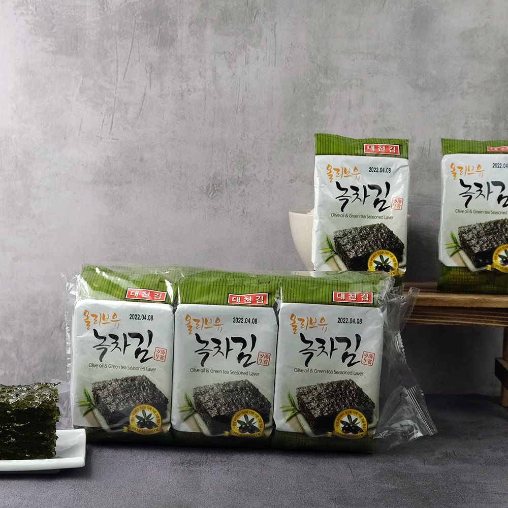 【韓味不二】韓國大川 橄欖油綠茶海苔(9入)(效期 2024.10.9)