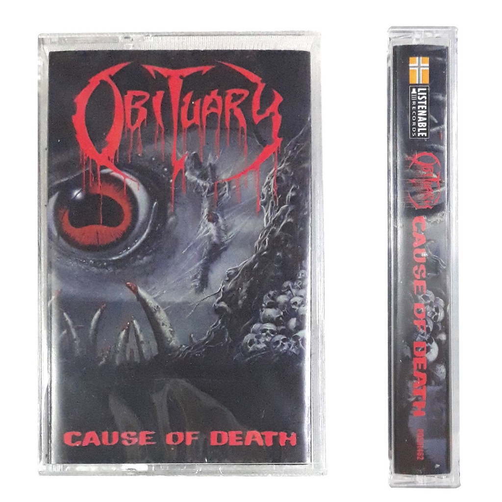 [絕版新品]OBITUARY 死亡金屬樂團 早期前兩張專輯錄音帶 卡帶 錄音帶殼全彩印刷
