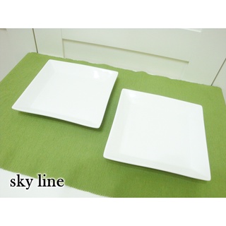 sky line/DAISO JAPAN日本大創 日系生活雜貨用品 純白色正方型瓷盤餐盤點心盤 2個一起賣(特價品)
