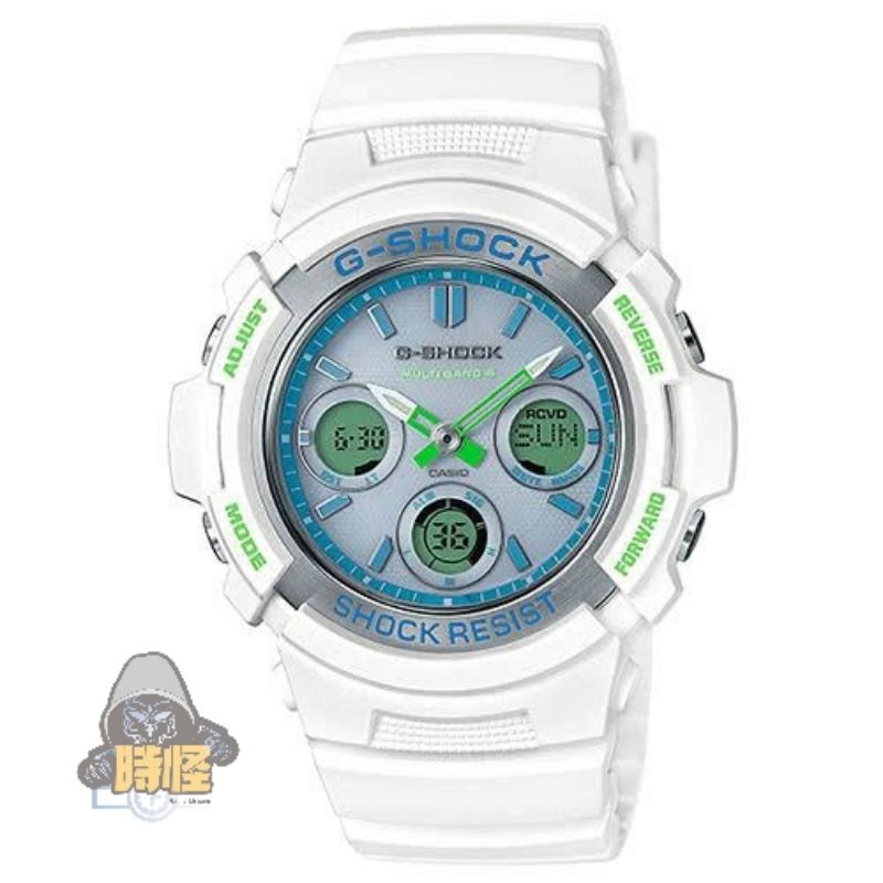 【CASIO】台灣卡西歐公司貨 G-SHOCK 夏日清新流行指標電波錶 200米防水(AWG-M100SWG-7A)