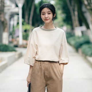 七分袖t恤女寬鬆港風bf短袖學生百搭五分袖韓版半袖中袖上衣短款