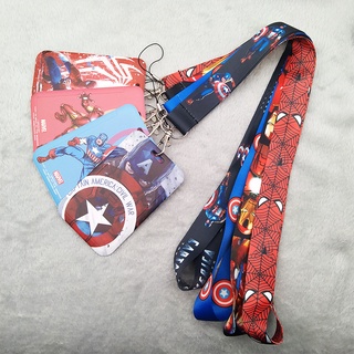 MARVEL 美國隊長鐵蜘蛛人卡套帶頸掛繩奇蹟英雄卡通風格 ID 徽章保護套